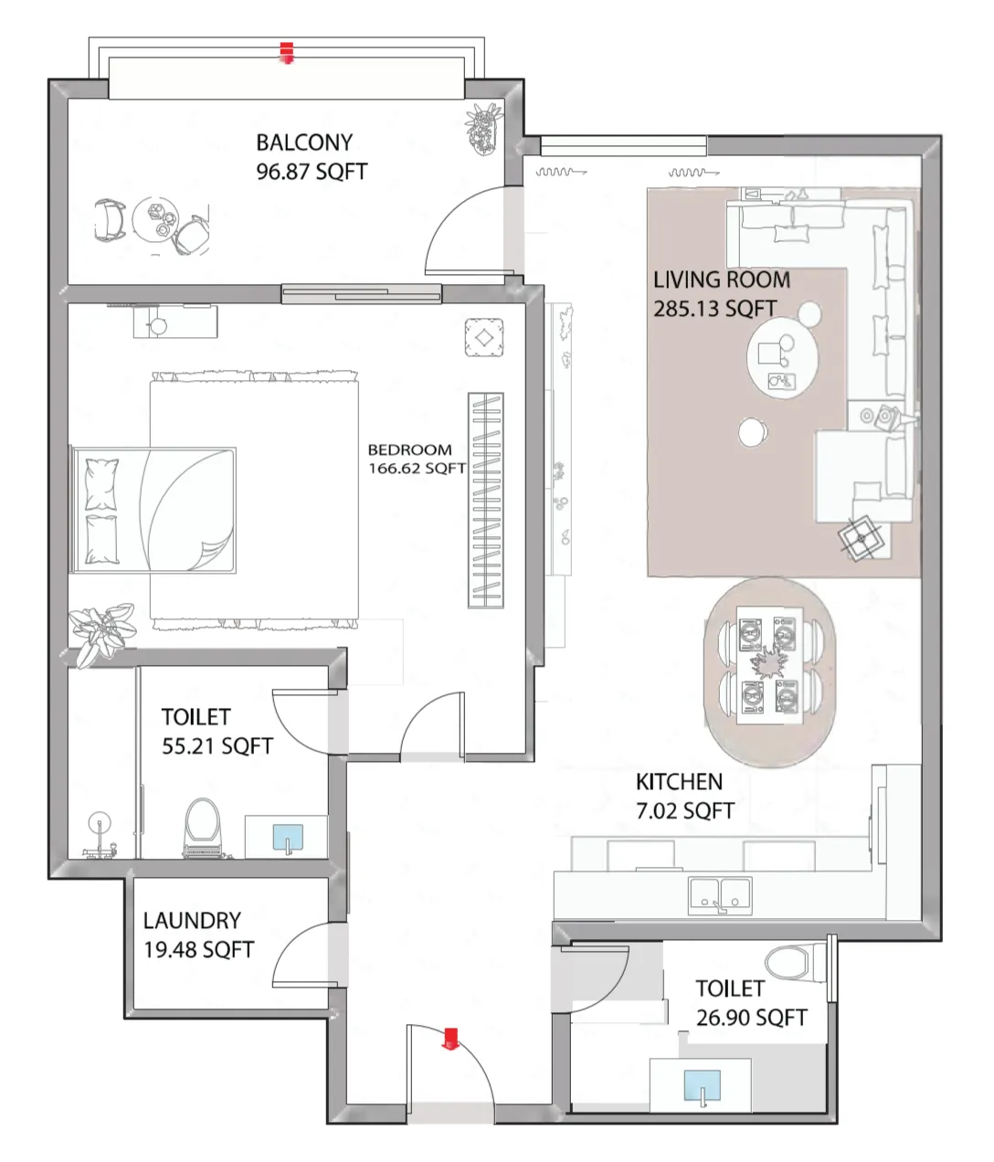 1 bedroom floor plan