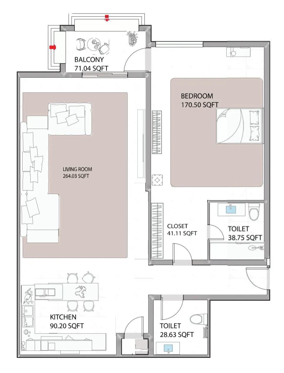 1 bed