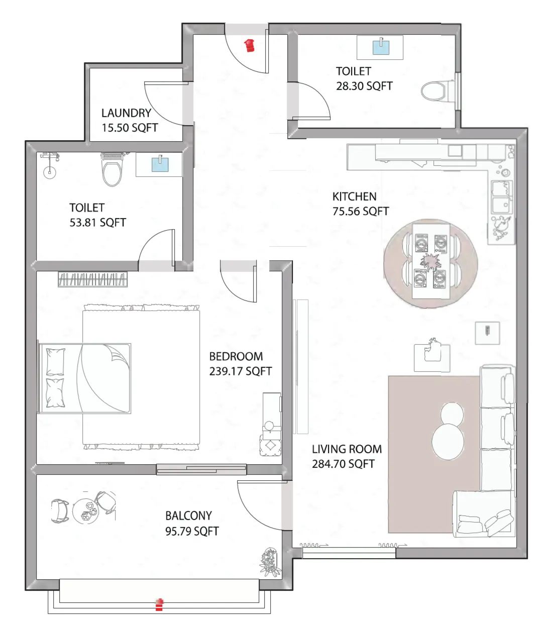 1 bed