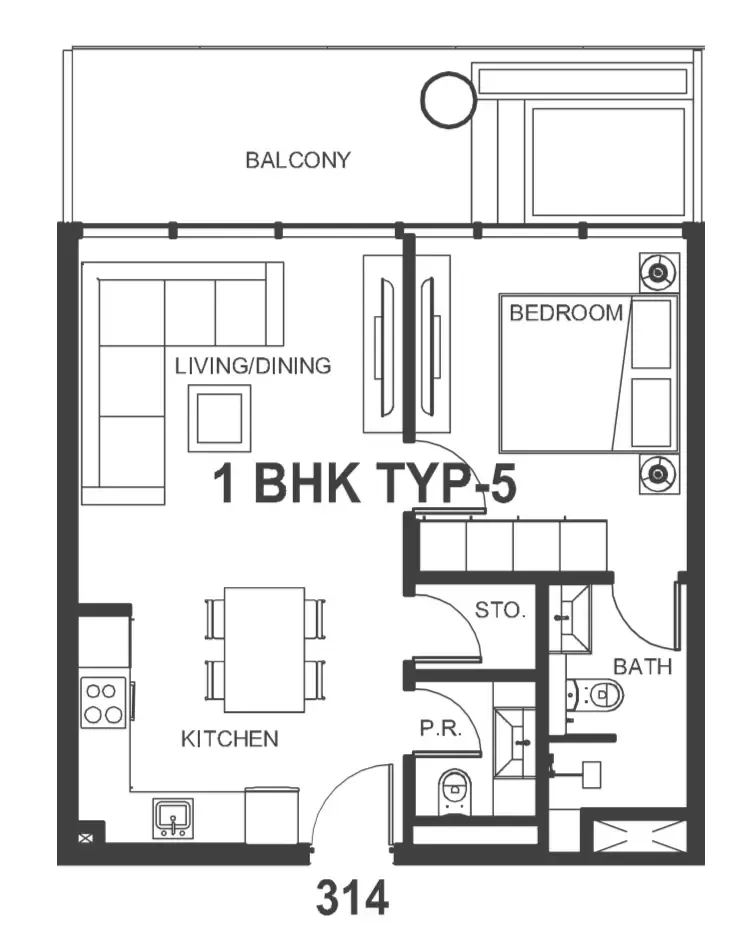 1 bedroom floor plan