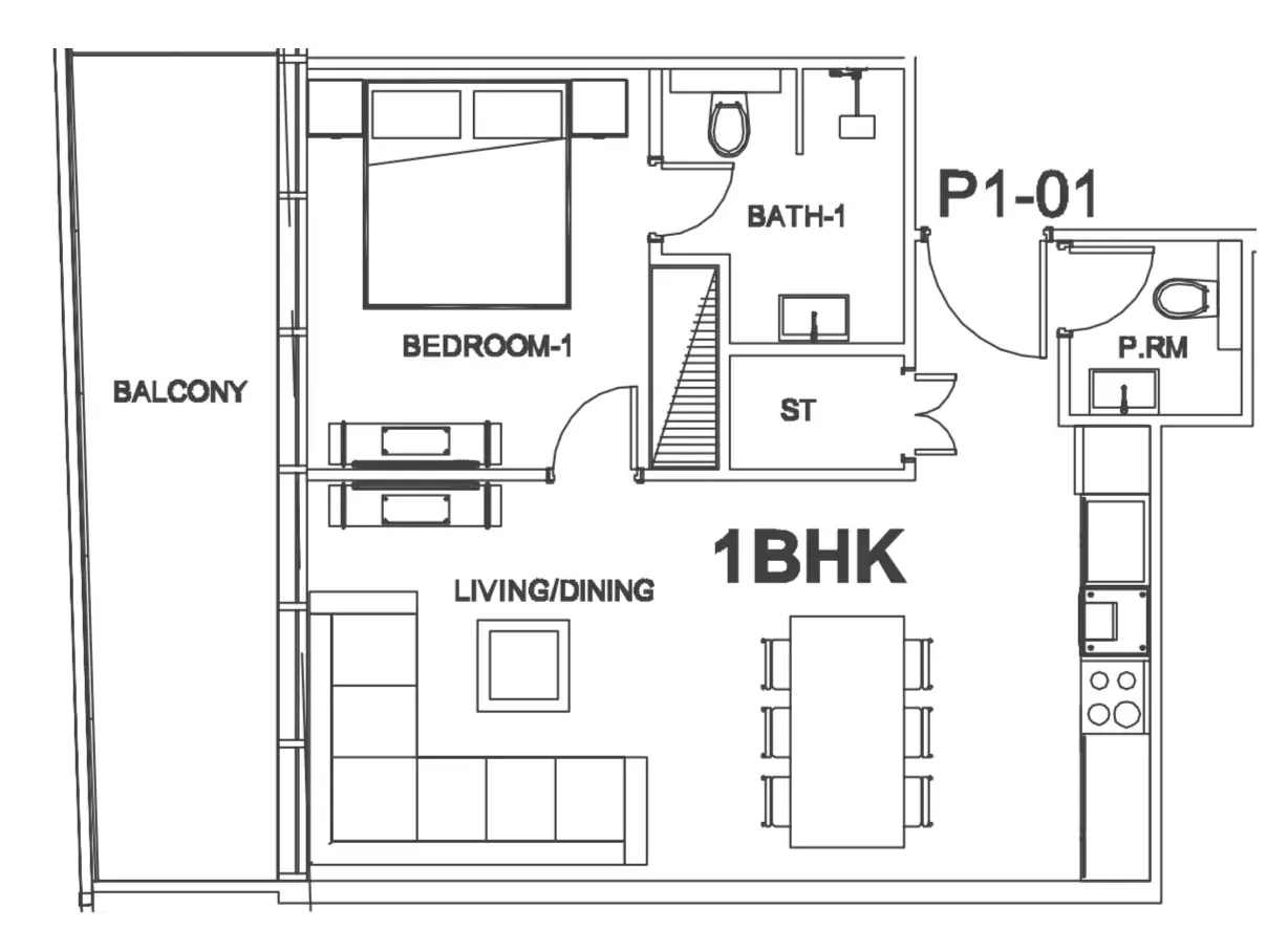 1 bedroom floor plan