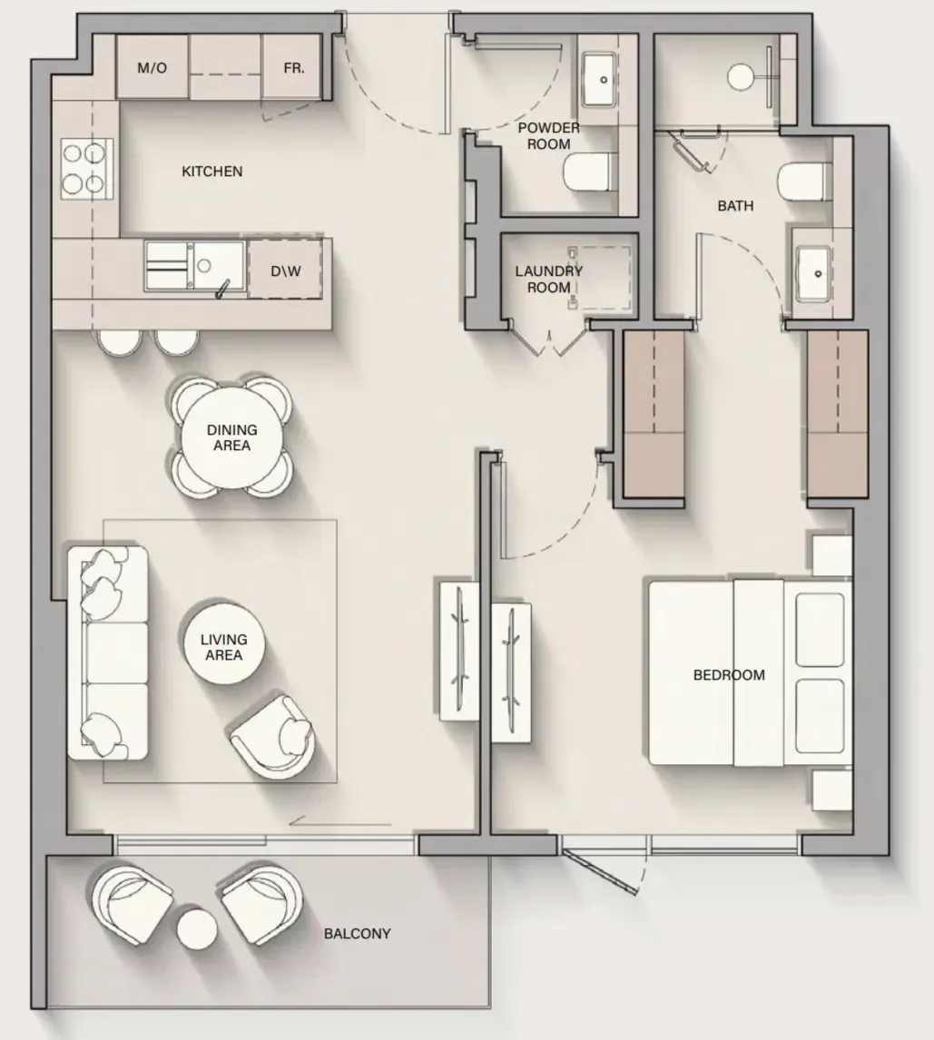 1 bedroom floor plan