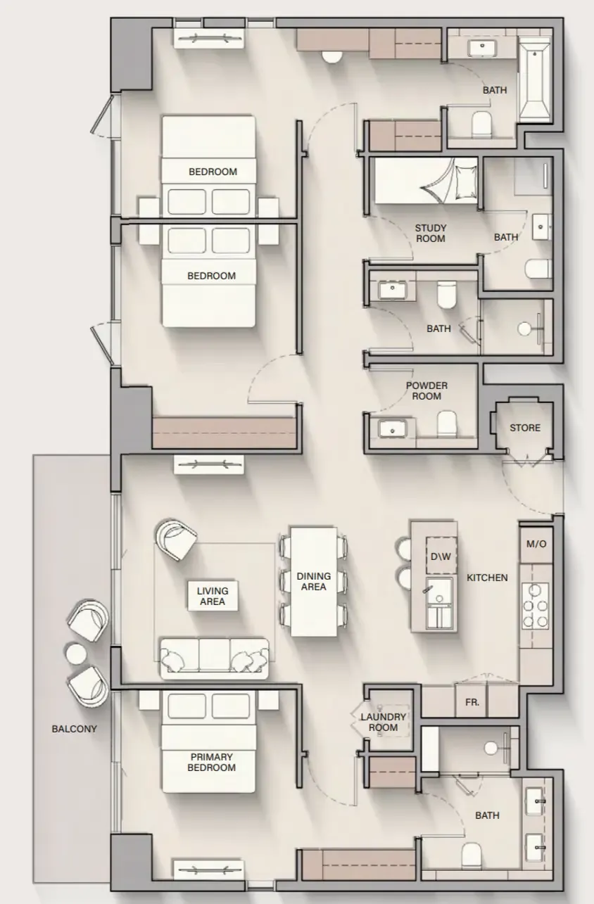 3 bedrooms floor plan