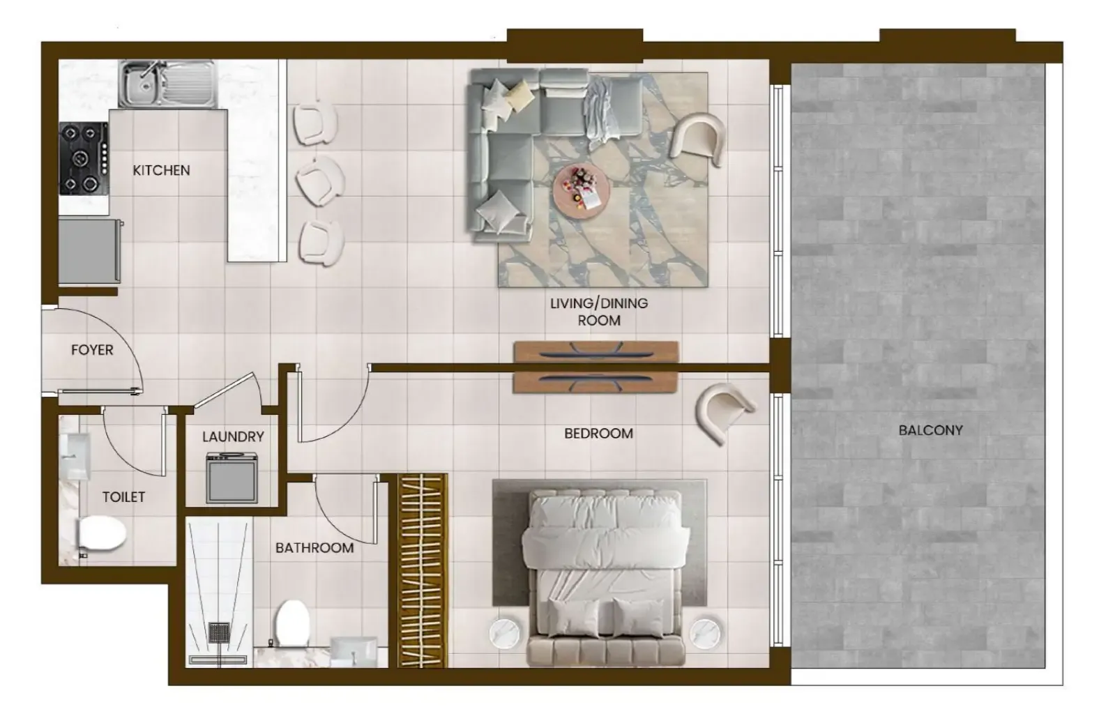1 bedroom floor plan