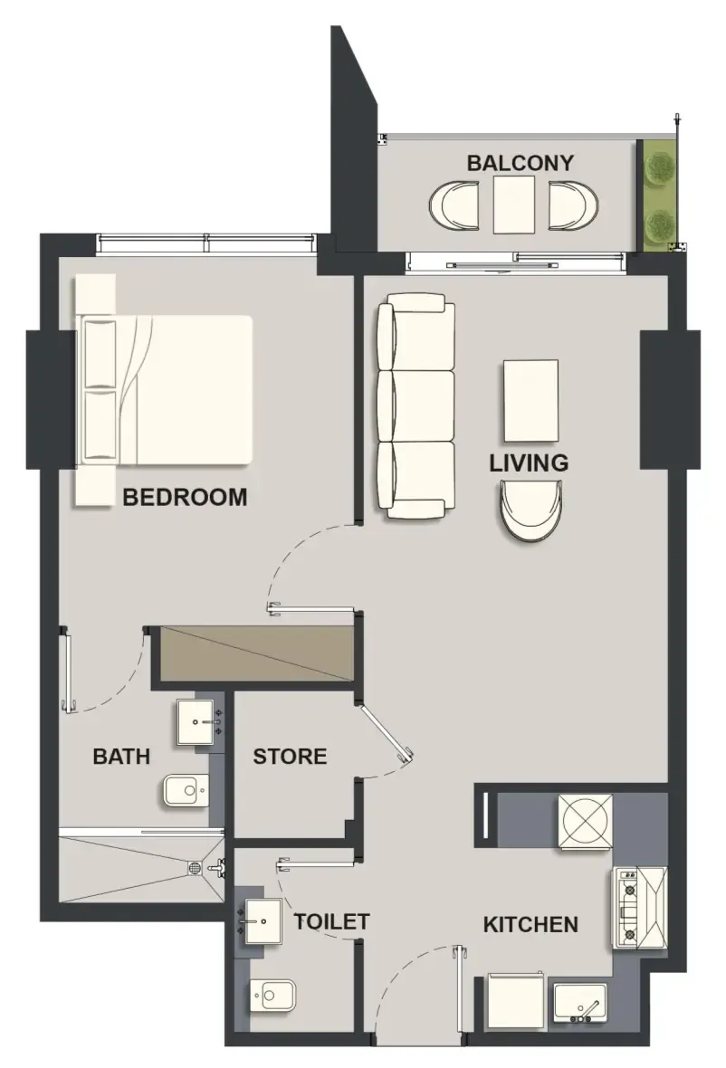 1 bed