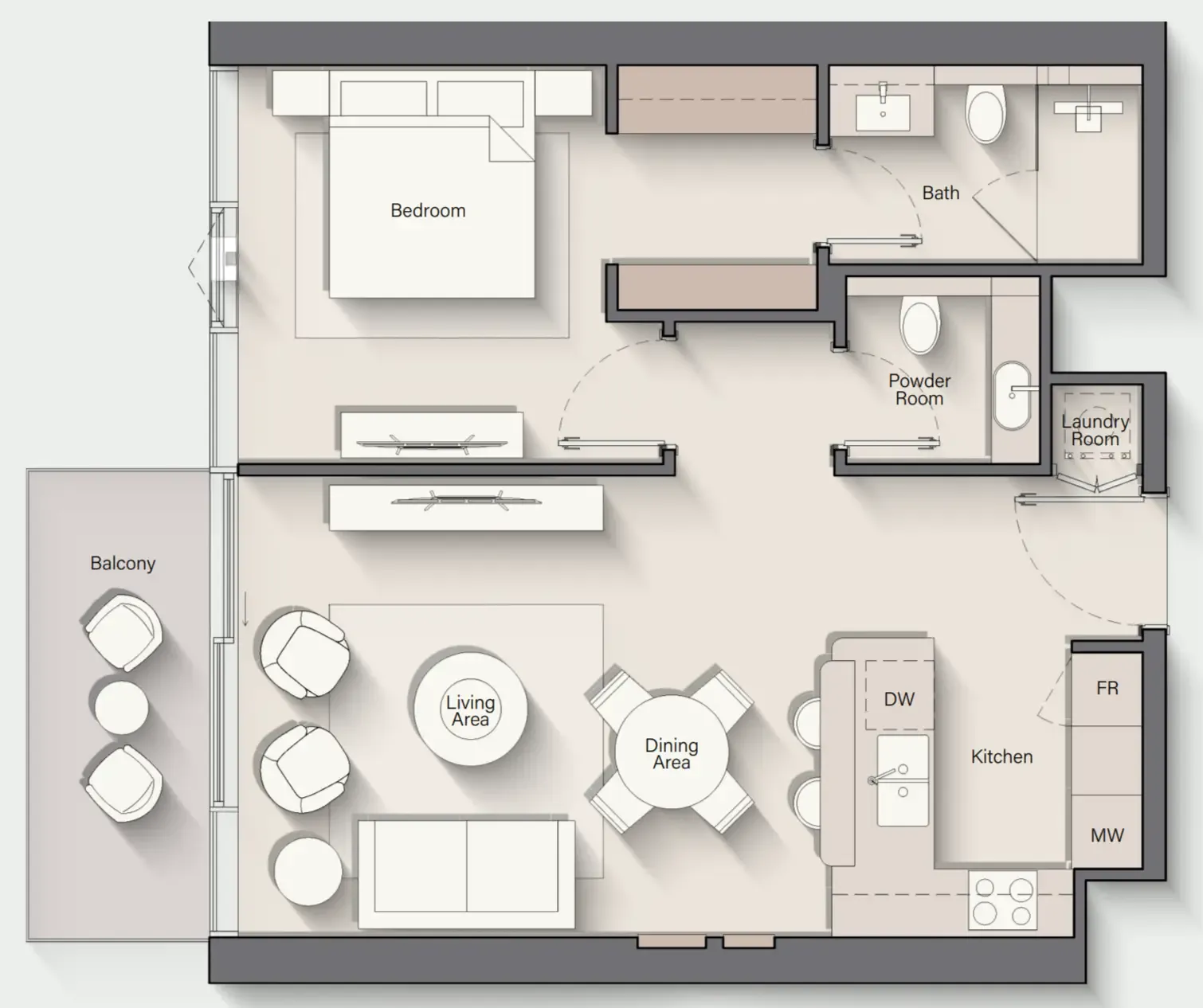 1 bedroom floor plan