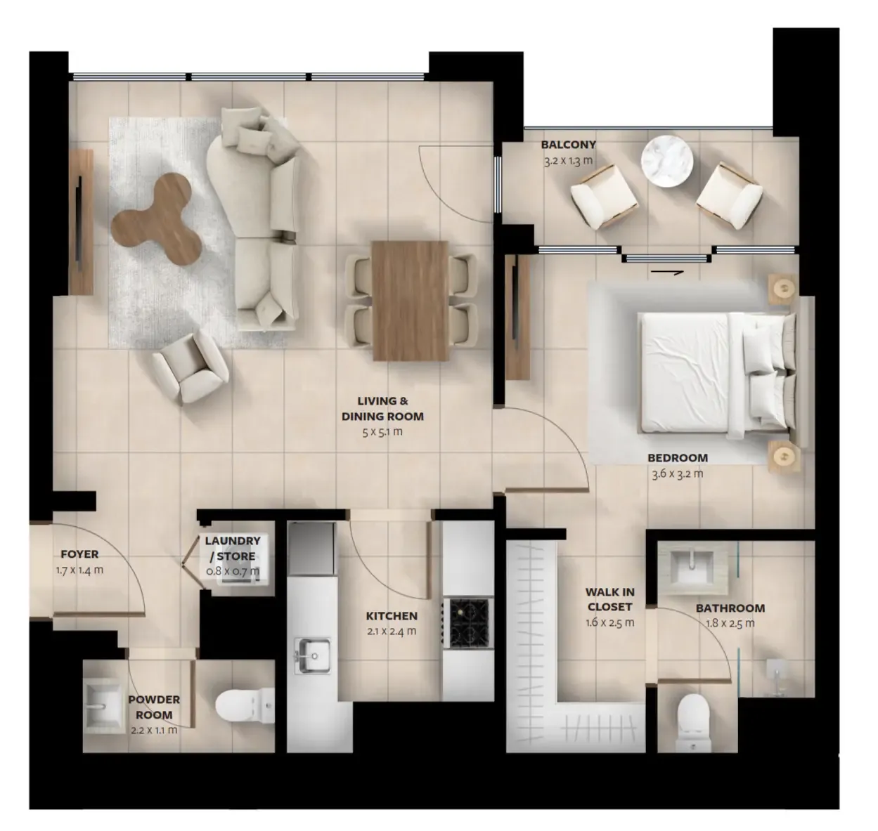 1 bed