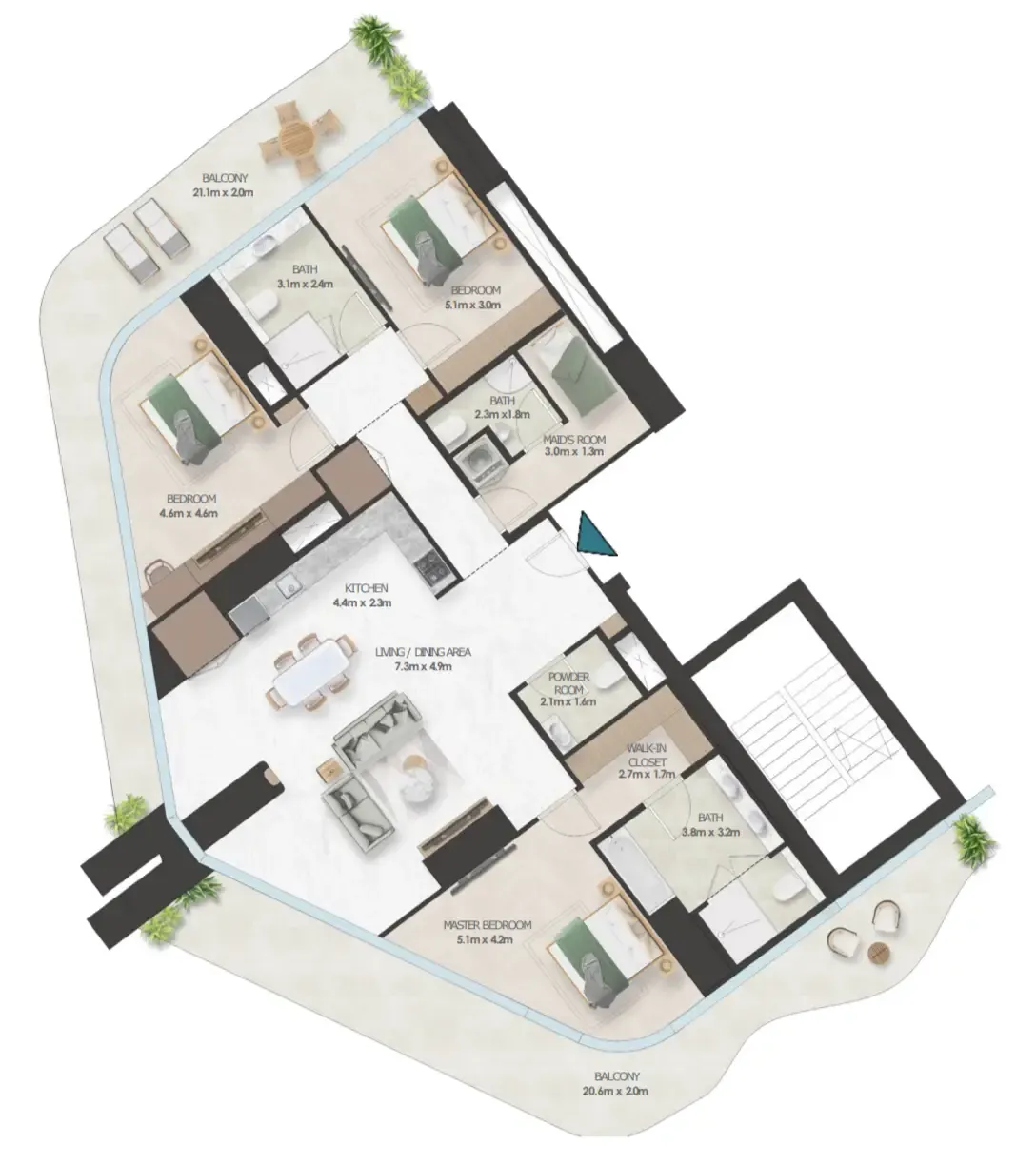 3 bedrooms floor plan