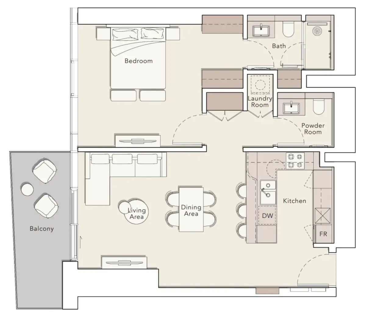1 bedroom floor plan