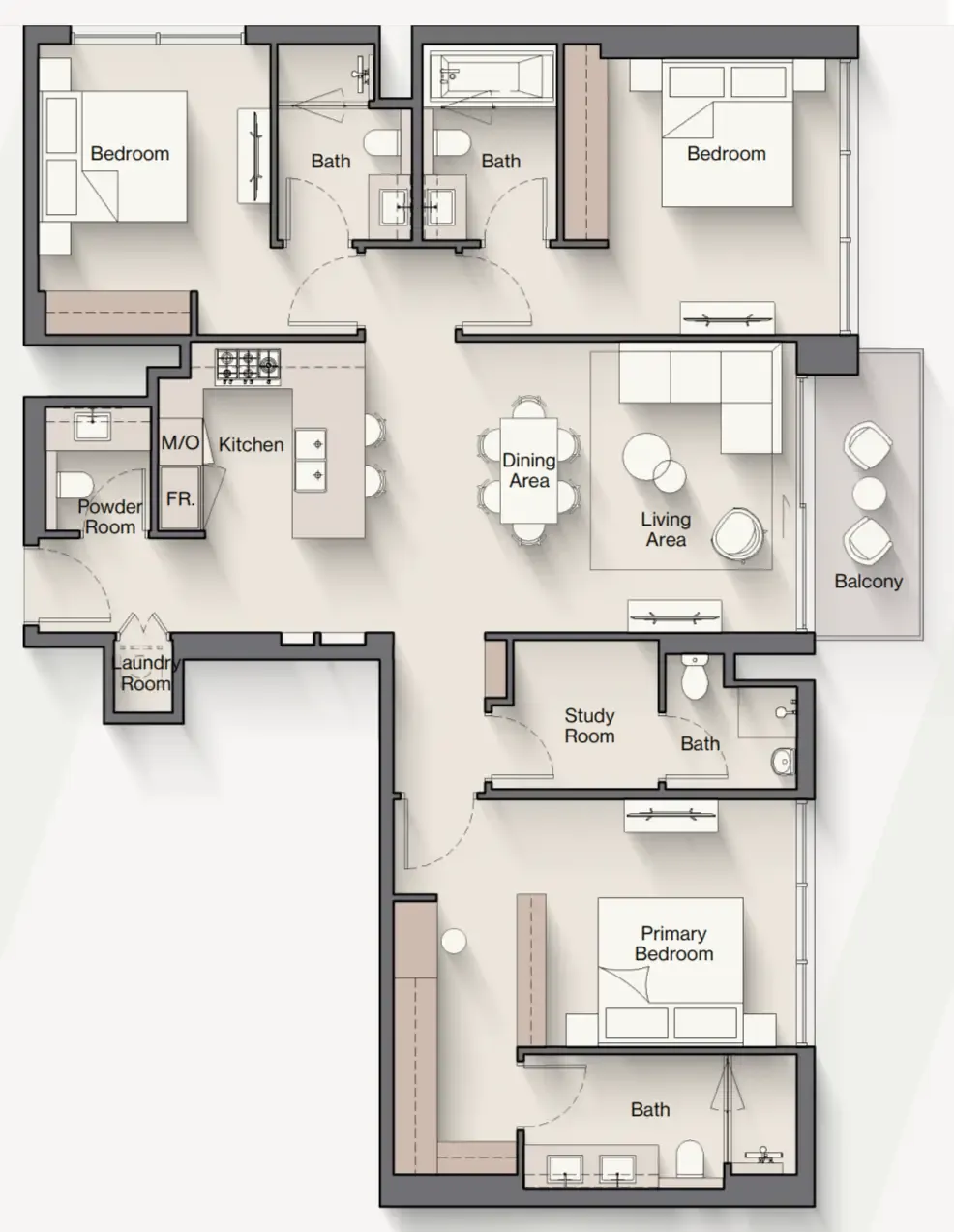 3 bedrooms floor plan