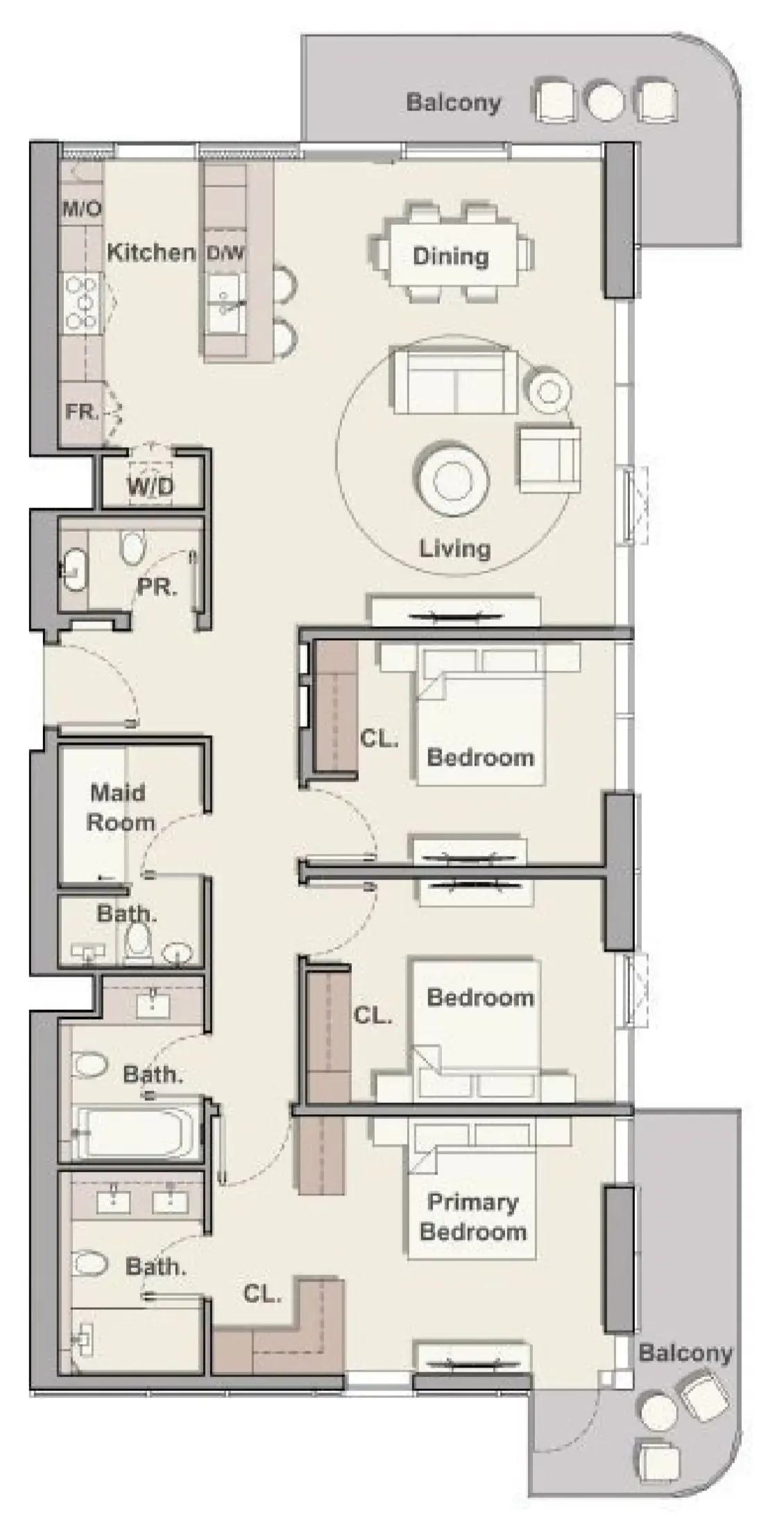3 bedrooms floor plan