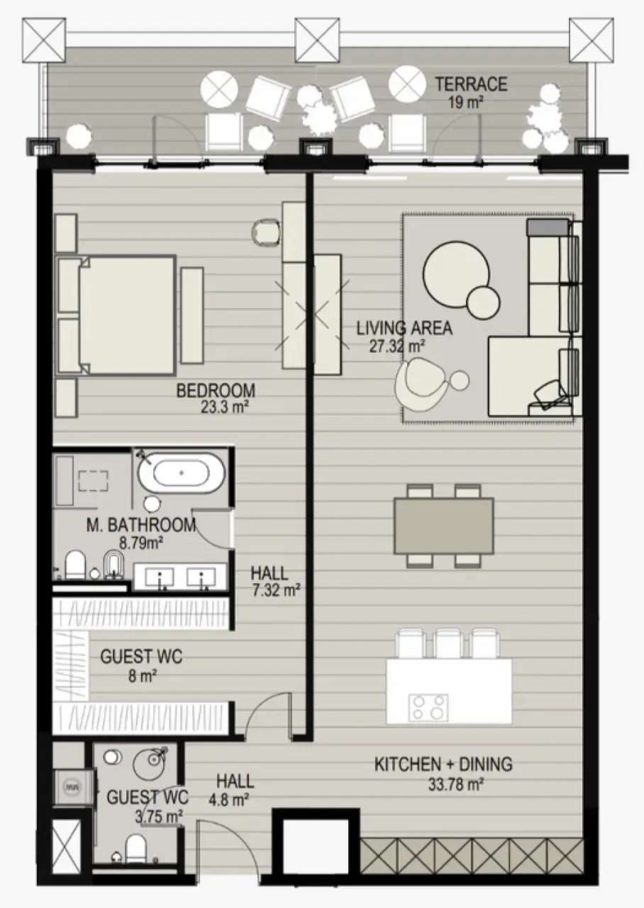 1 bedroom floor plan