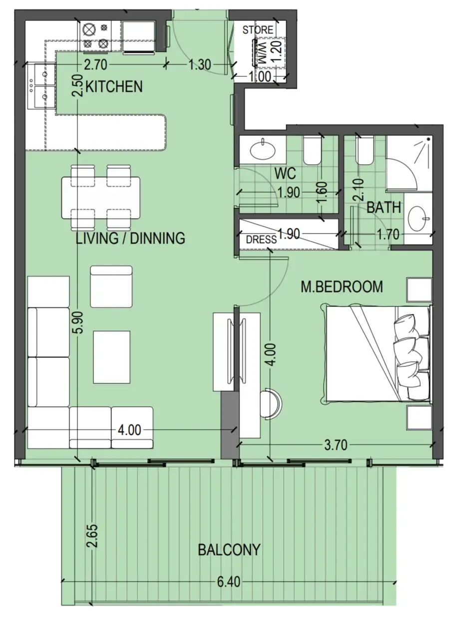 1 bed