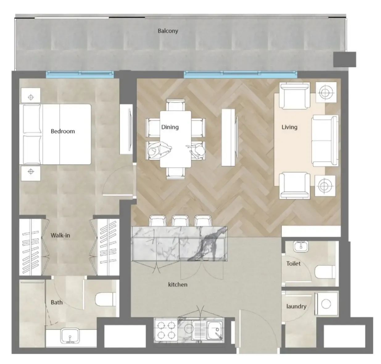 1 bed