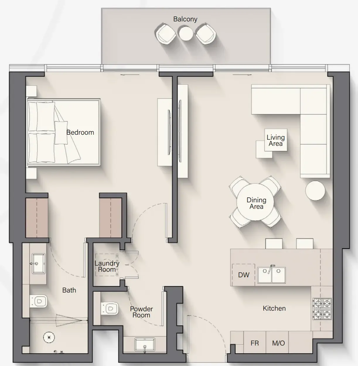 1 bed