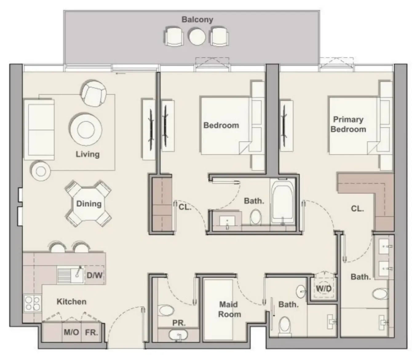 2 bedrooms floor plan