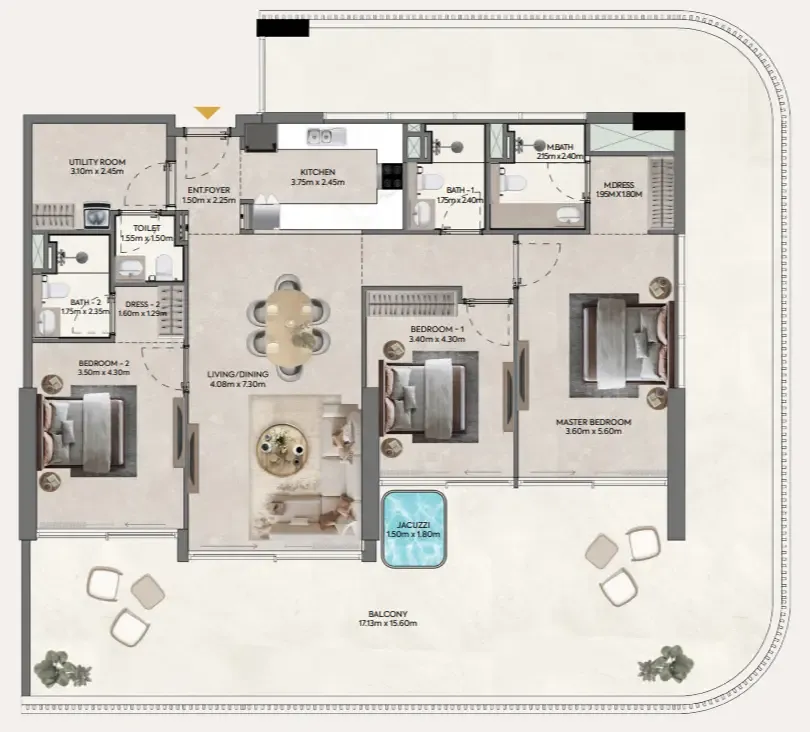 3 bedrooms floor plan
