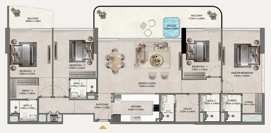 4 bedrooms floor plan