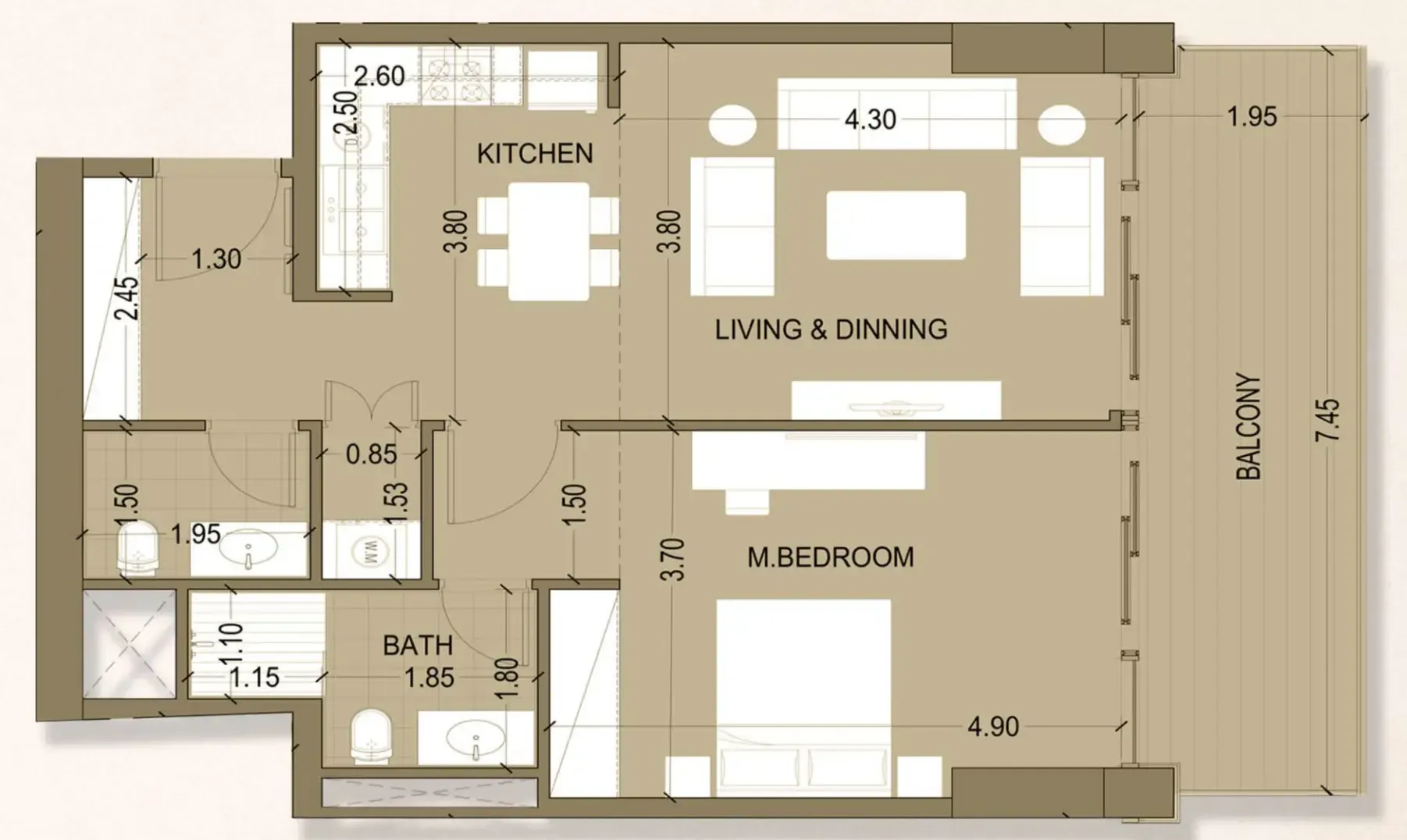 1 bedroom floor plan