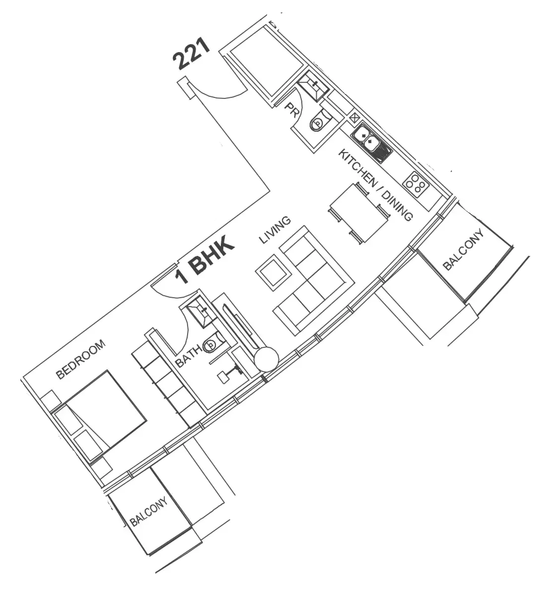 1 bed