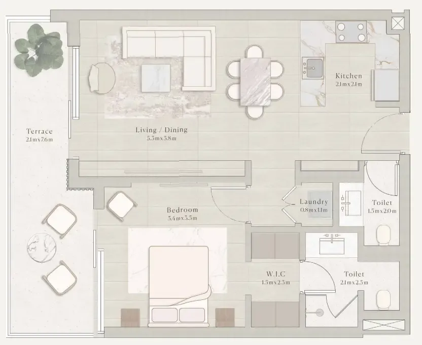 1 bed