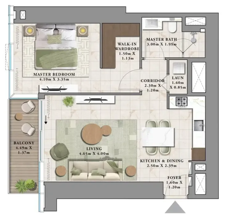 1 bedroom floor plan