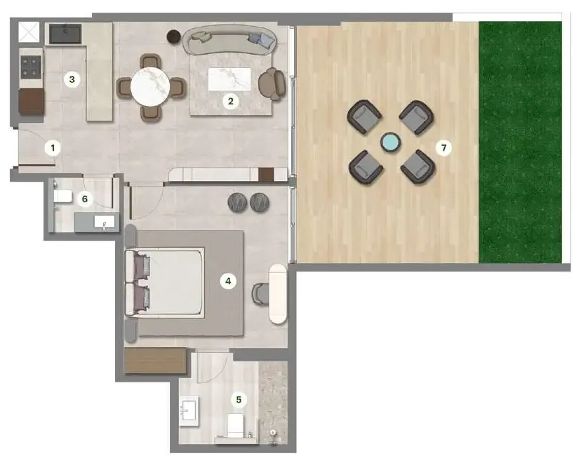 1 bedroom floor plan