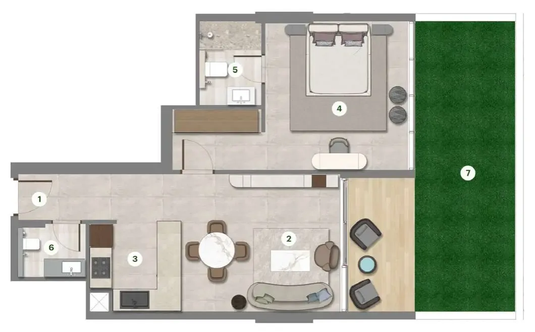 1 bed