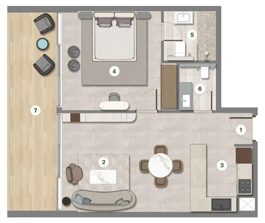 1 bed