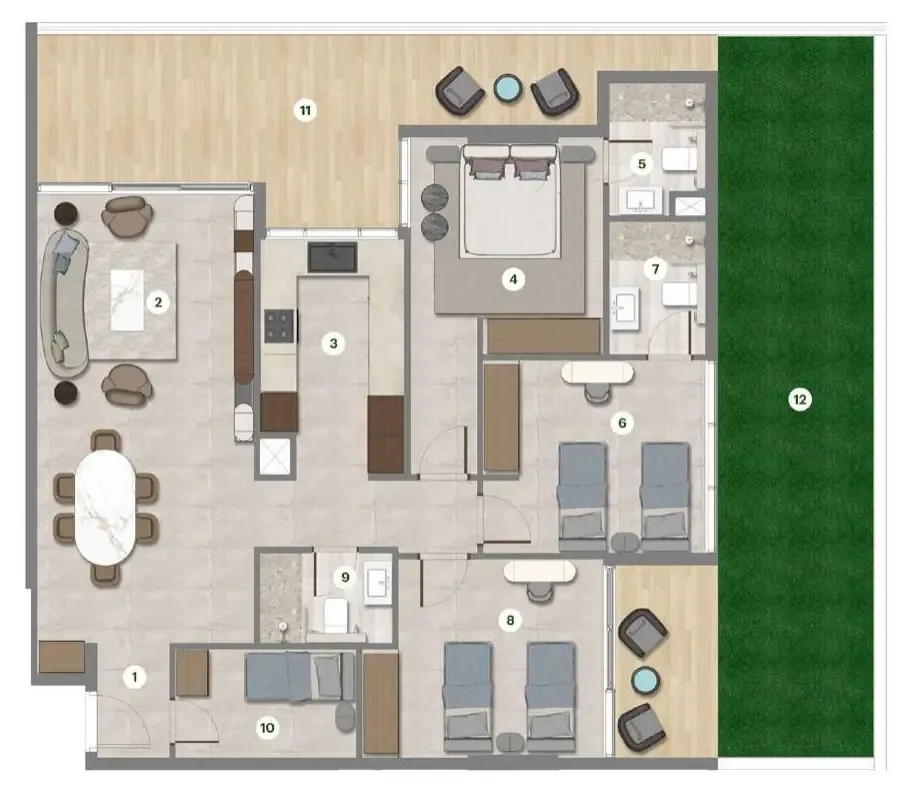 3 bedrooms floor plan