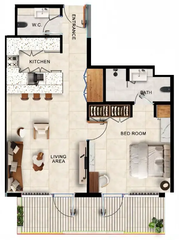 1 bed