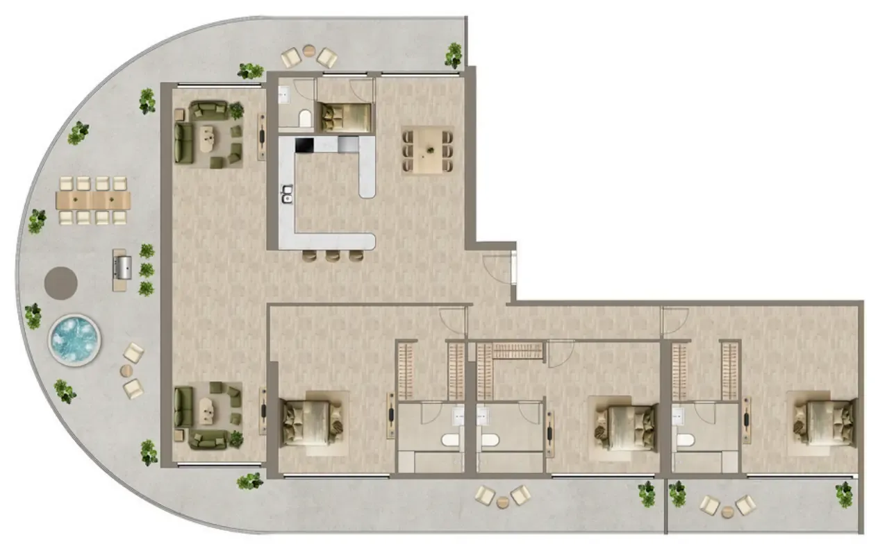 3 bedrooms floor plan