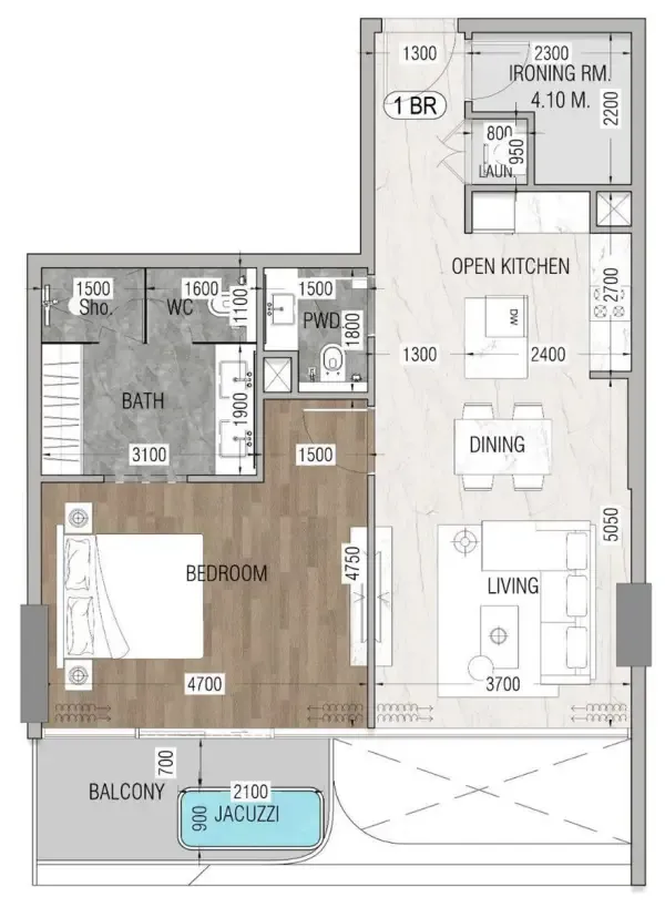 1 bed