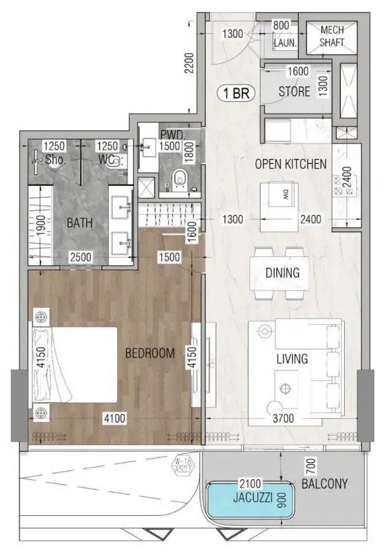 1 bed