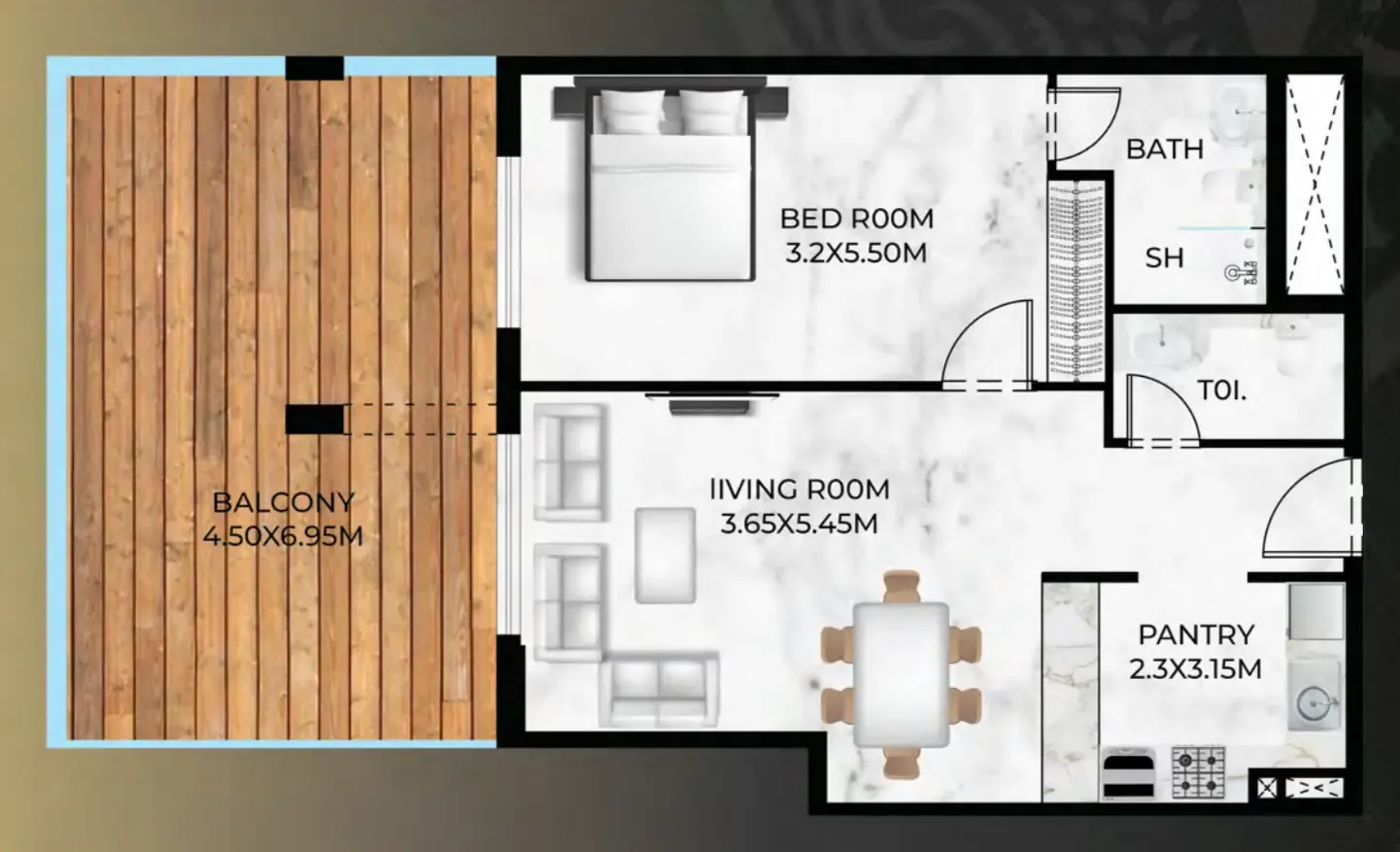 ARIB Developments Lumina Vista 1BR floor plan