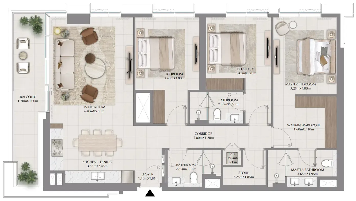 3 bedrooms floor plan