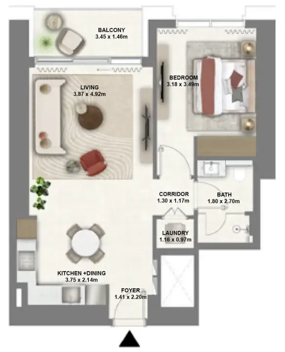 1 bedroom floor plan