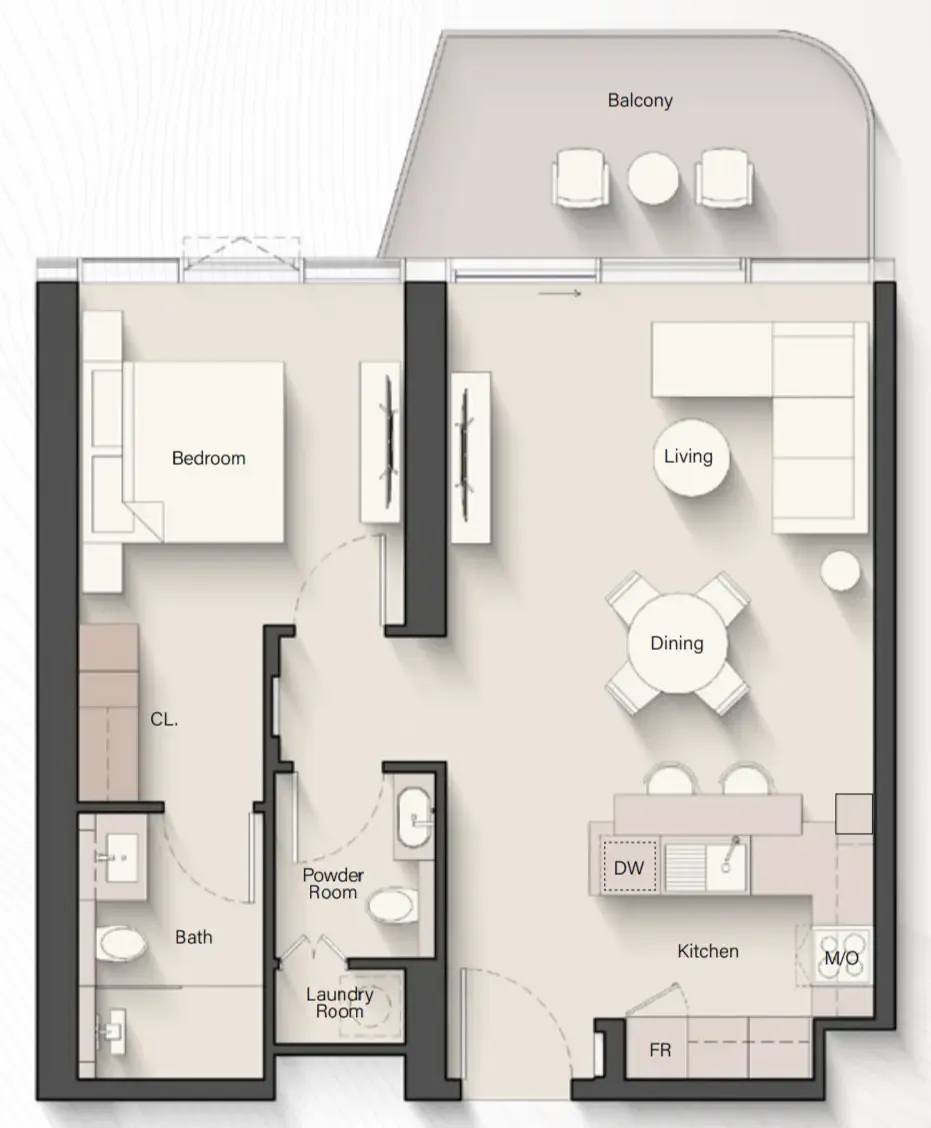 1 bedroom floor plan