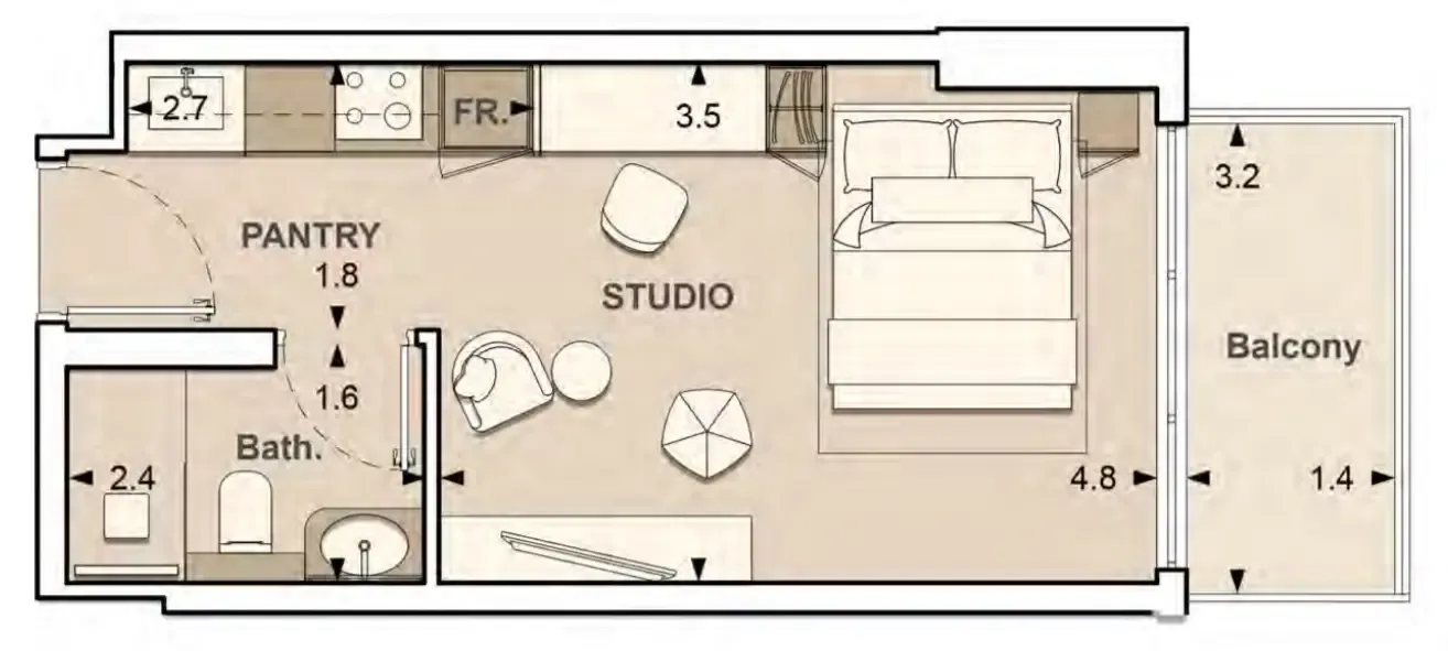 S and S Lume Residences Studio floor plan