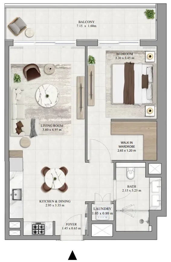 1 bedroom floor plan