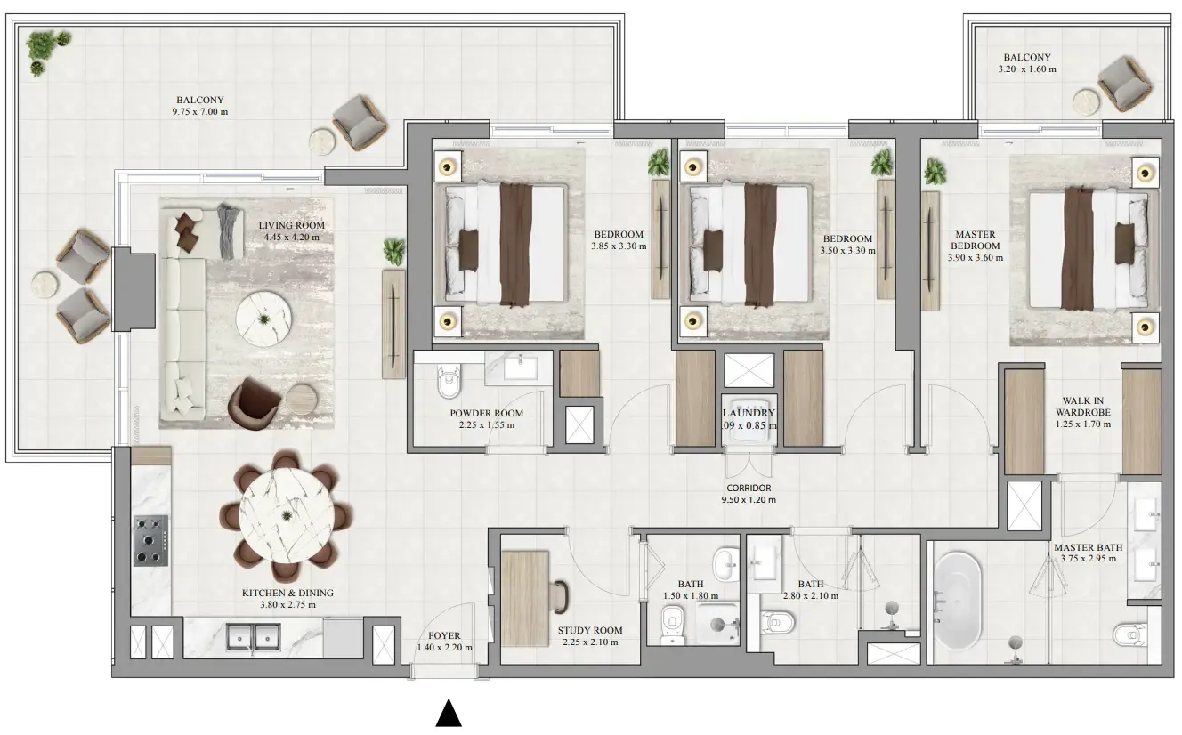 3 bedrooms floor plan