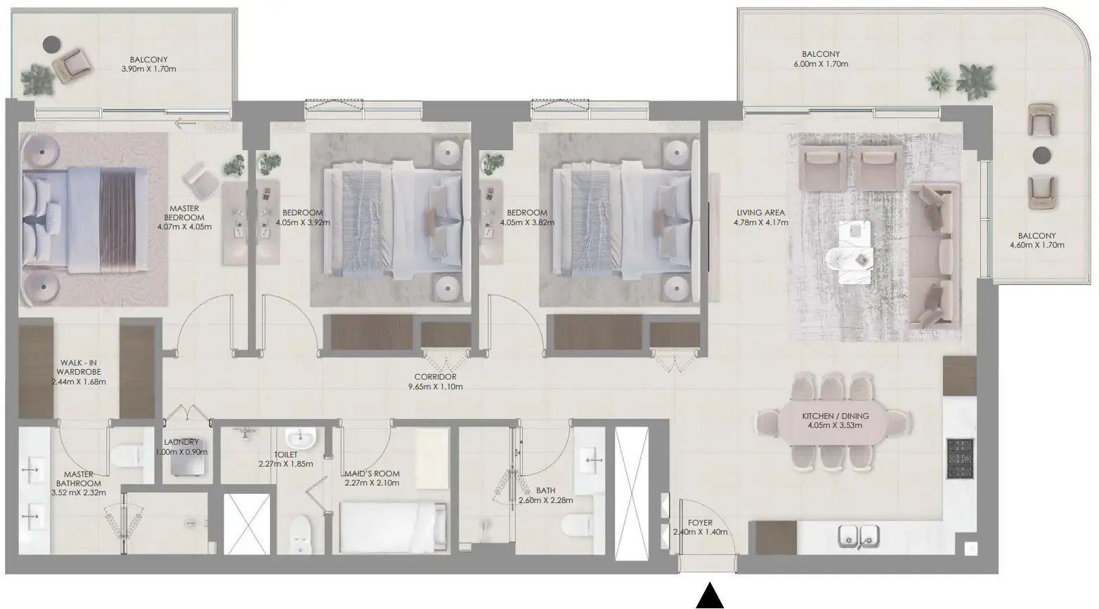 3 bedrooms floor plan
