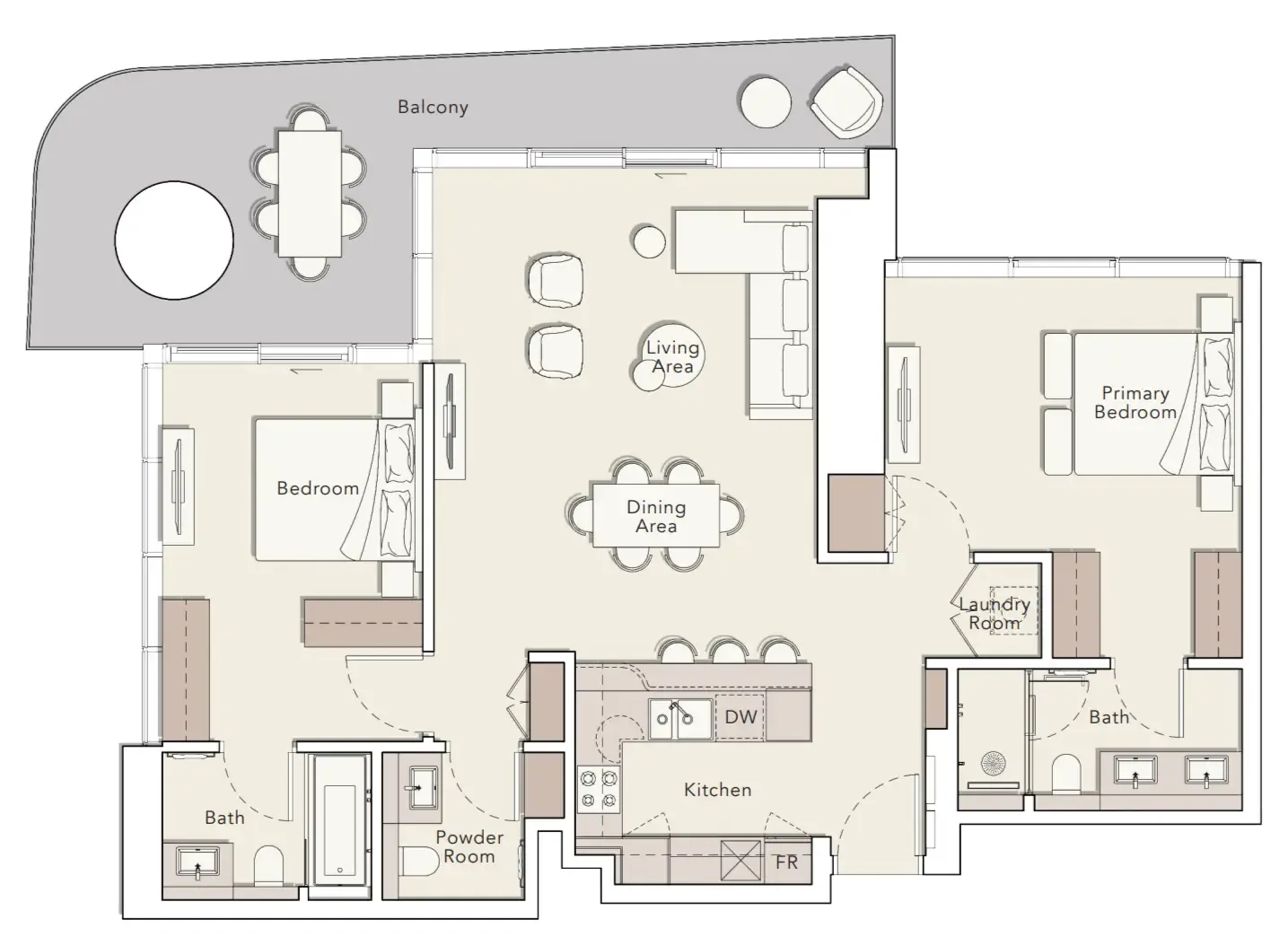 2 bedrooms floor plan