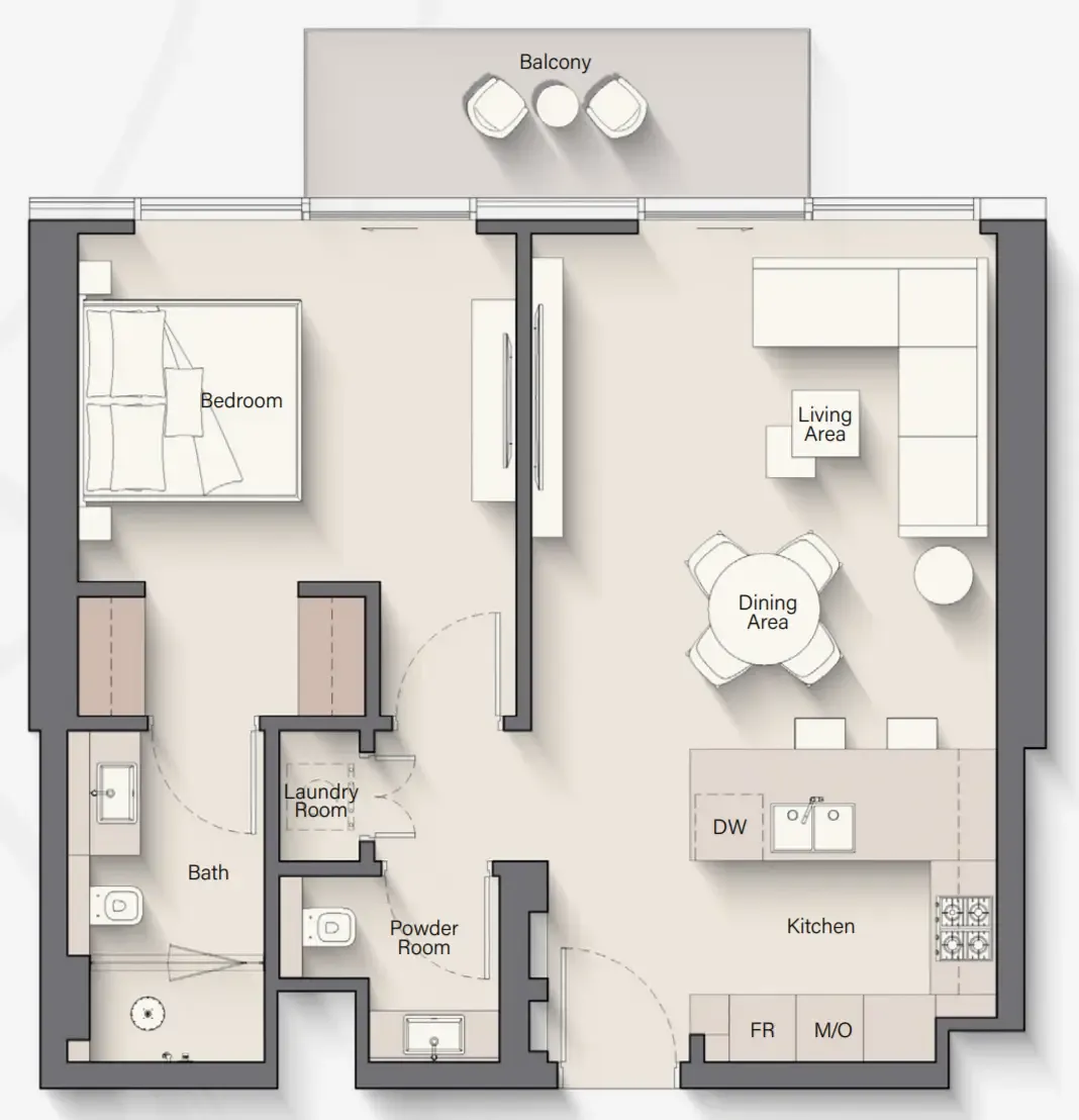 1 bedroom floor plan