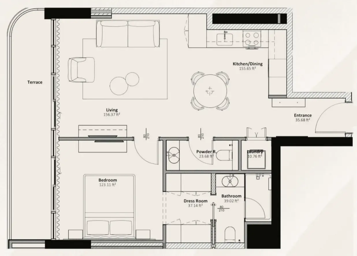 1 bedroom floor plan