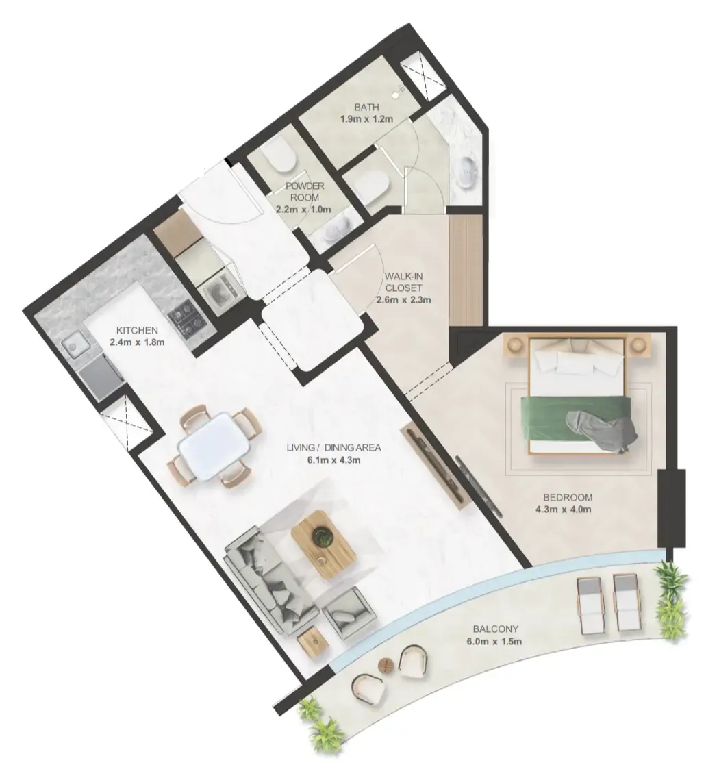 1 bed