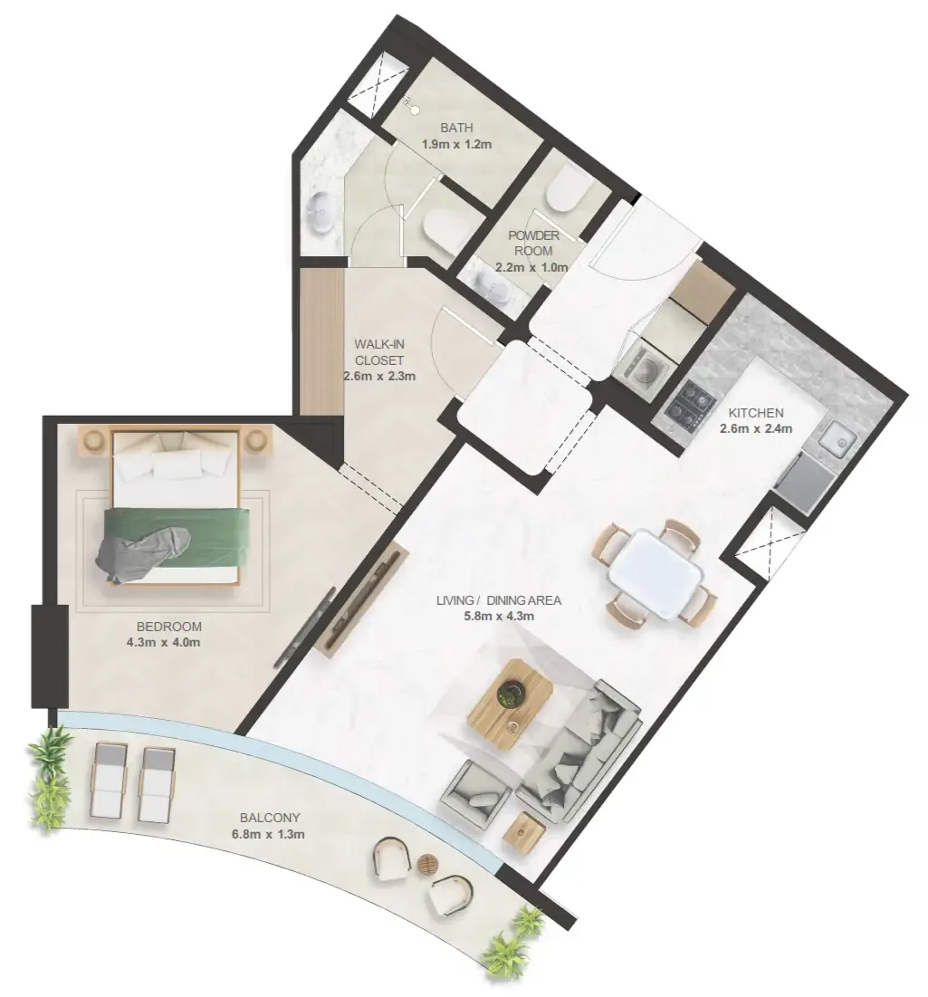 1 bed