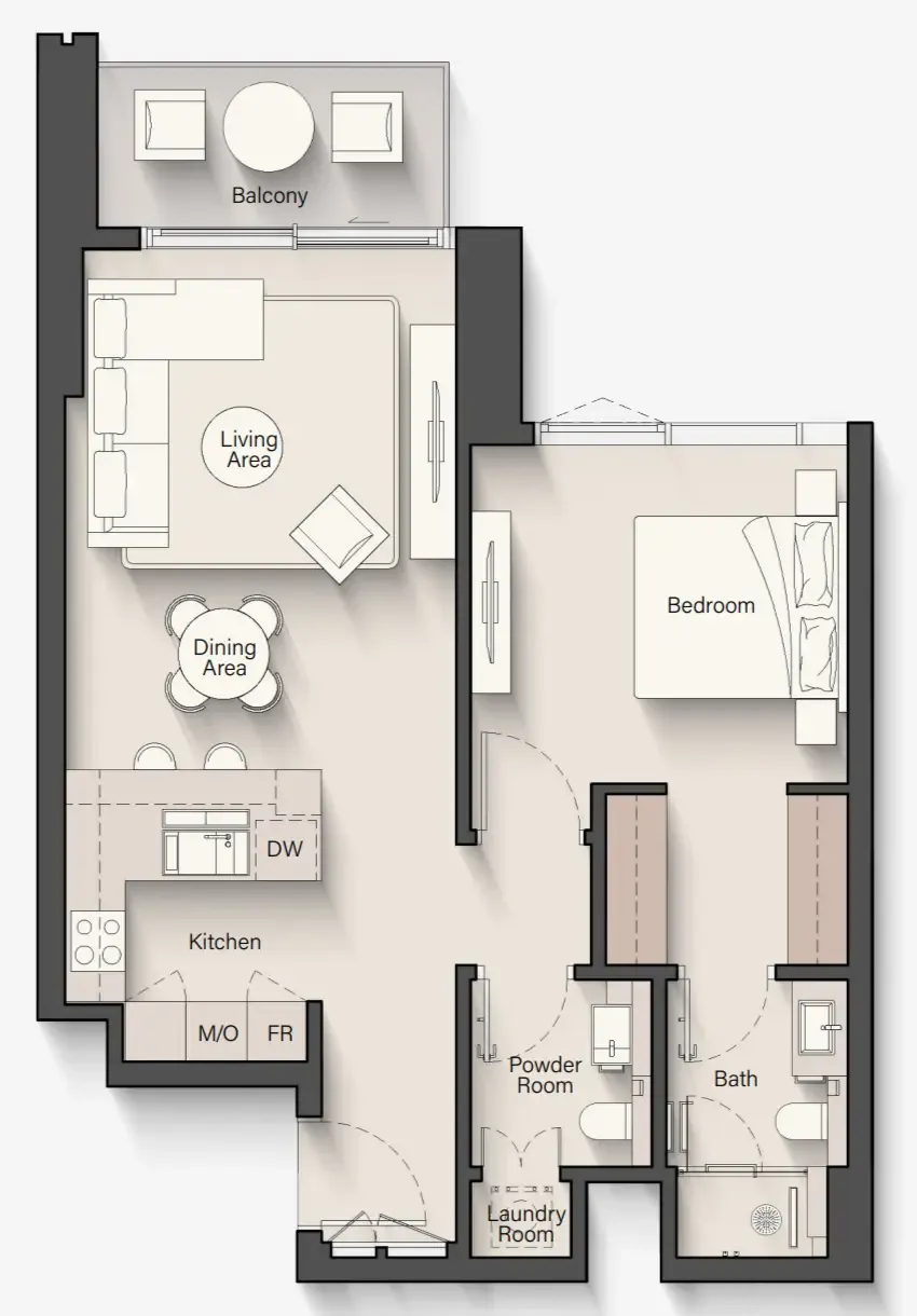 1 bedroom floor plan