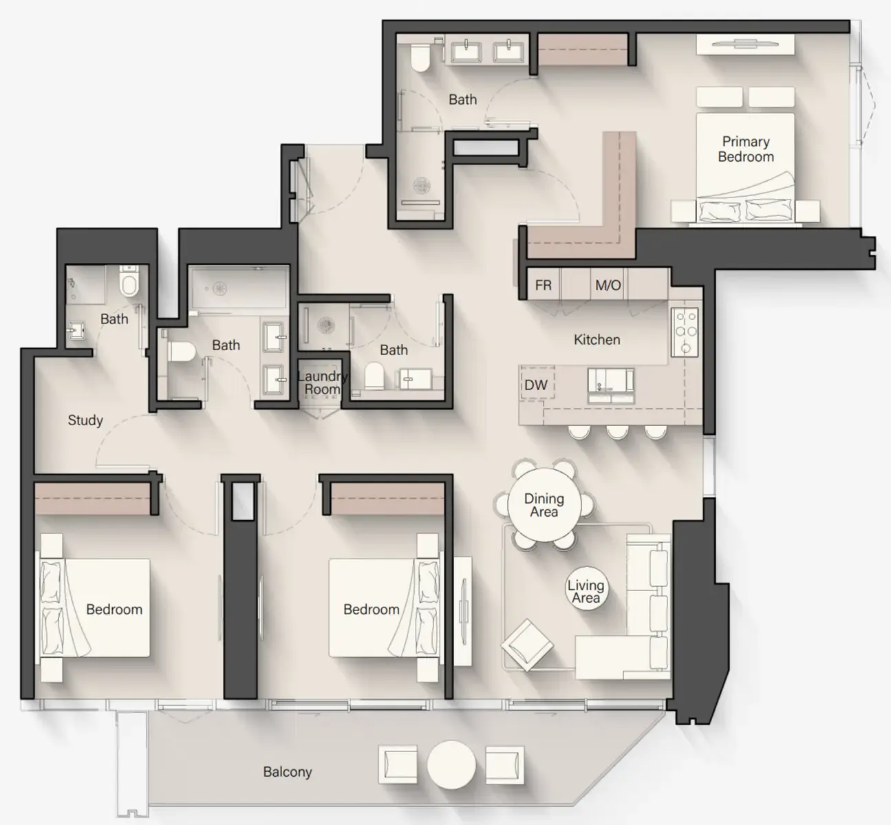 3 bedrooms floor plan