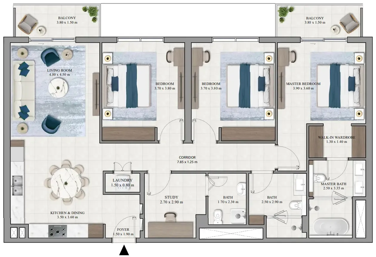 3 bedrooms floor plan